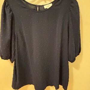 LOFT Navy Textured Blouse